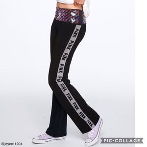 PINK Bling Cotton Foldover Flare Leggings